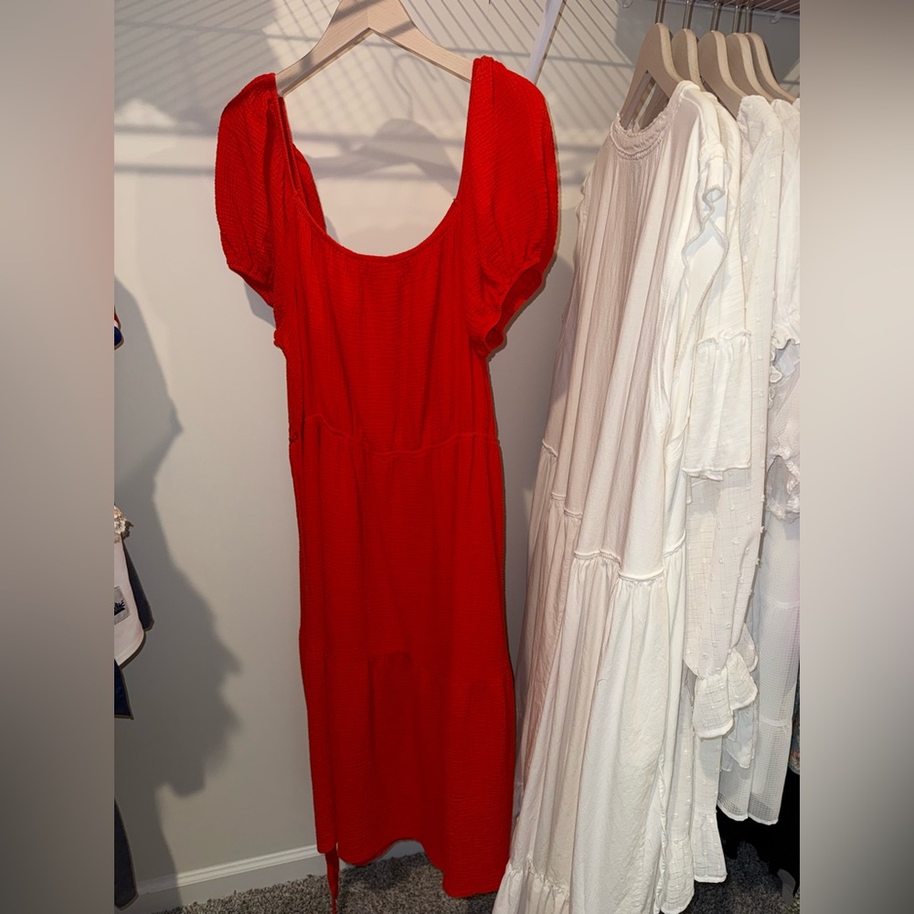 ARULA Vibrant Red Midi Dress